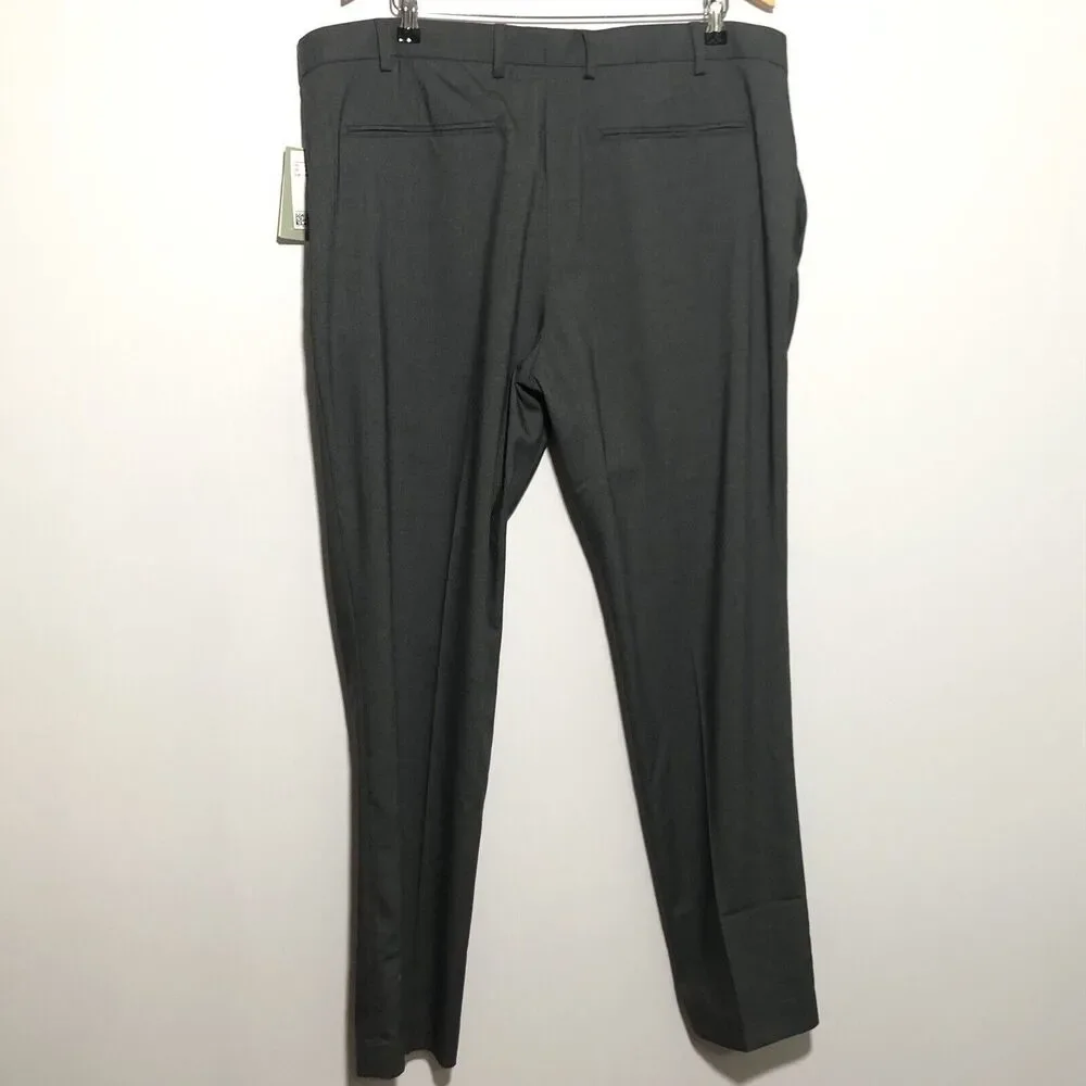 H&M Dress Pants Mens 44 R Gray Slim Fit Stretch Pockets Flat Front New